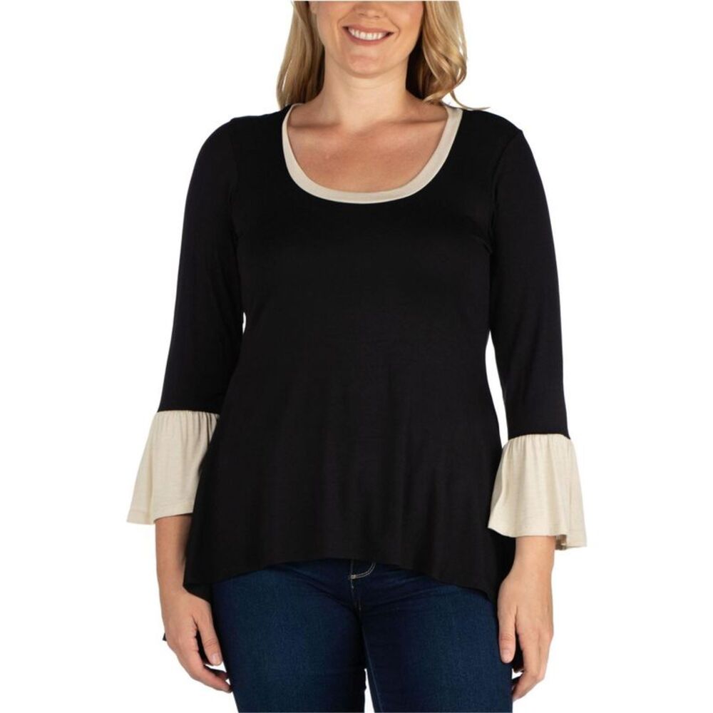 24seven Womens Plus Size Stretch Tunic Blouse, NWT